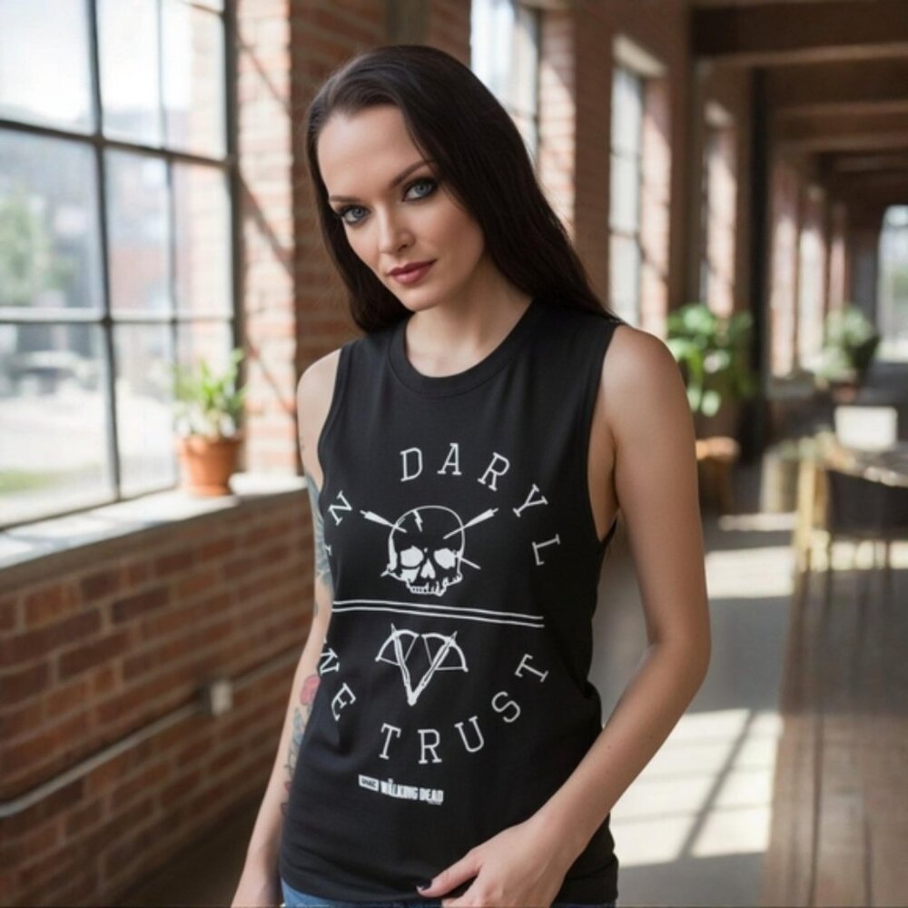 Hot Topic ✦ The Walking Dead Daryl Dixon Muscle Tank ✦ Skull Arrow Graphic Black